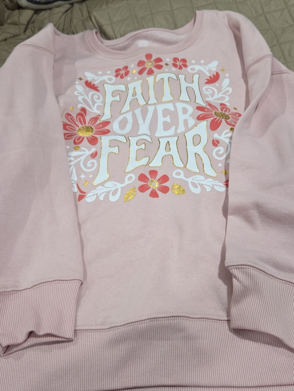 Faith Over Fear Pink Women's Sweatshirt